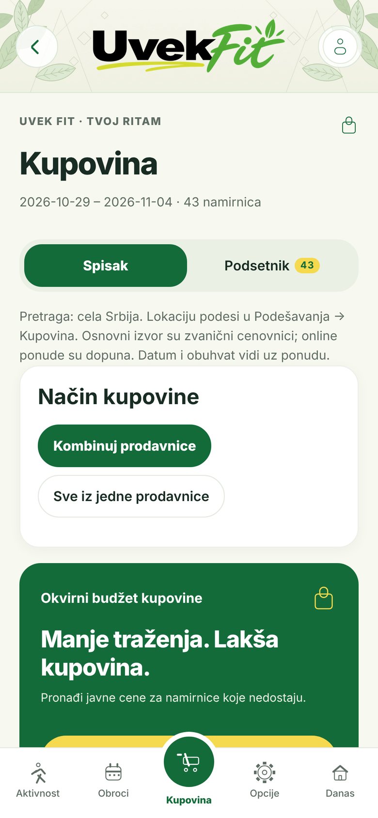 Kupovina u aplikaciji Uvek fit